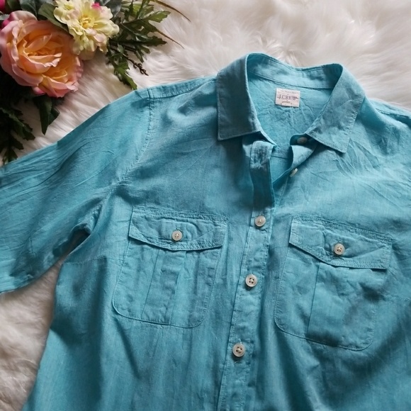 J. Crew Long Sleeves Light Blue Spring Button Down - Picture 2 of 6